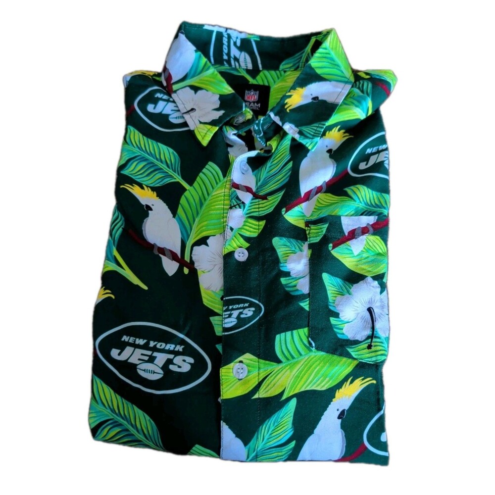 NEW YORK JETS HAWAIIAN SHIRT CLASSIC 'JETS FOOTBALL' TRADITION SIZE: Extra large